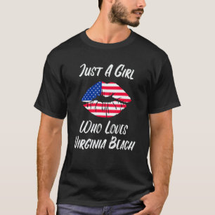 Lips Mouth Love American Flag Virginia Beach T-Shirt