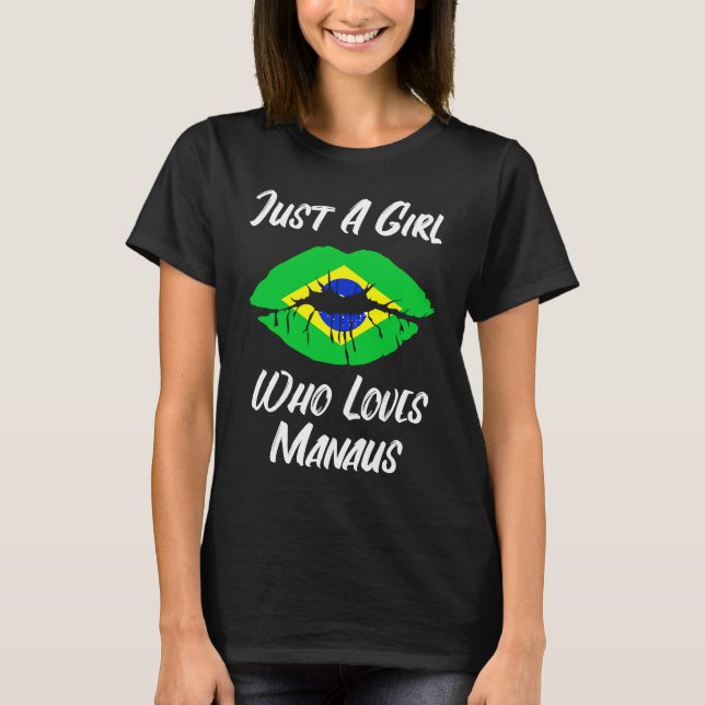 Lips Mouth Love Brazilian Flag Manaus T-Shirt (Front)