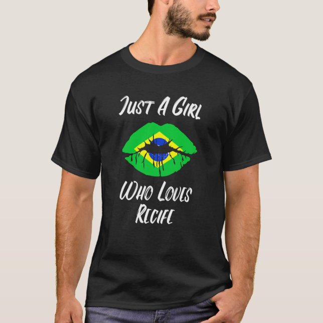 Lips Mouth Love Brazilian Flag Recife T-Shirt (Front)