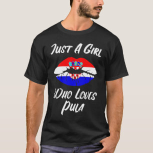 Lips Mouth Love Croatia Flag Pula T-Shirt