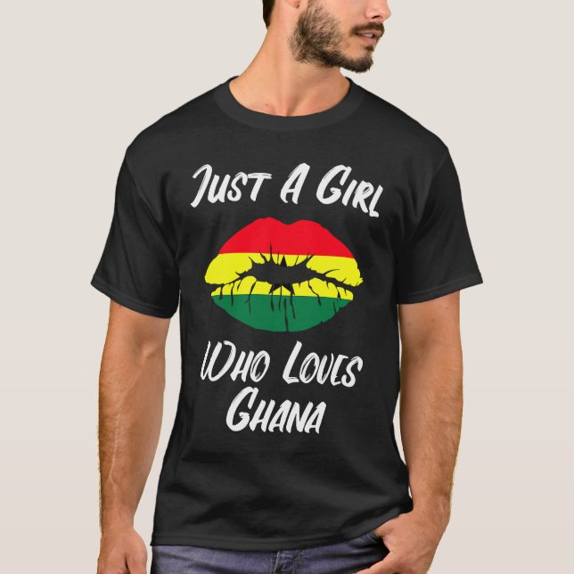 Lips Mouth Love Flag Ghana T-Shirt (Front)