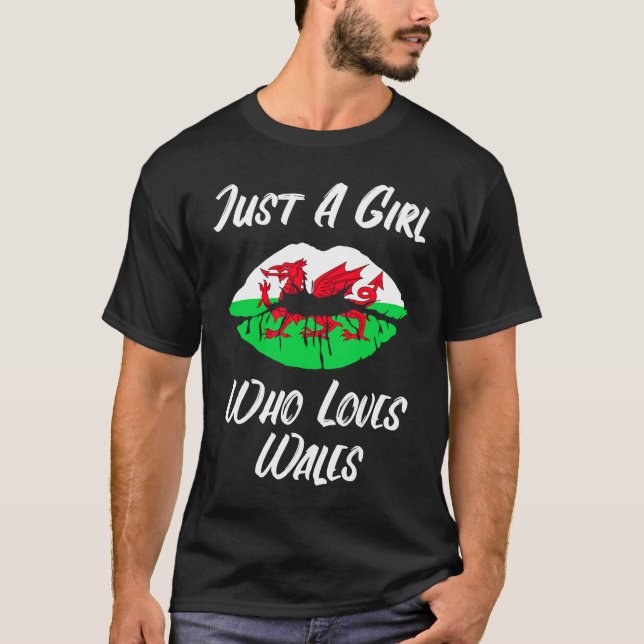 Lips Mouth Love Flag Wales T-Shirt (Front)