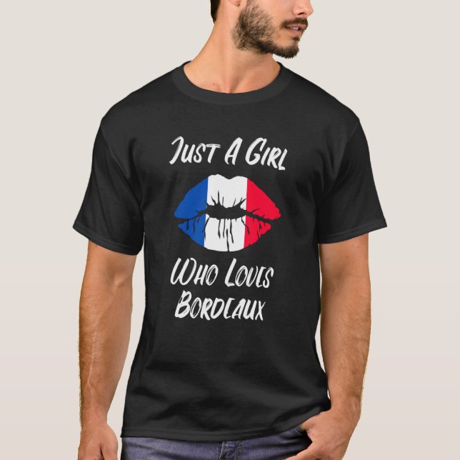 Lips Mouth Love French Flag Bordeaux T-Shirt (Front)