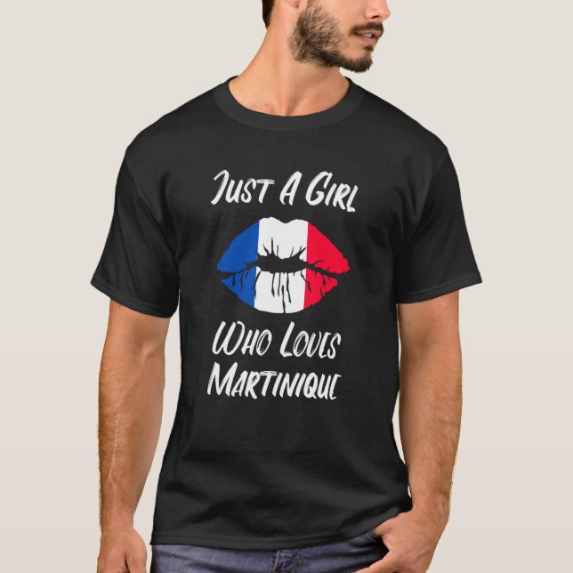 Lips Mouth Love French Flag Martinique T-Shirt (Front)