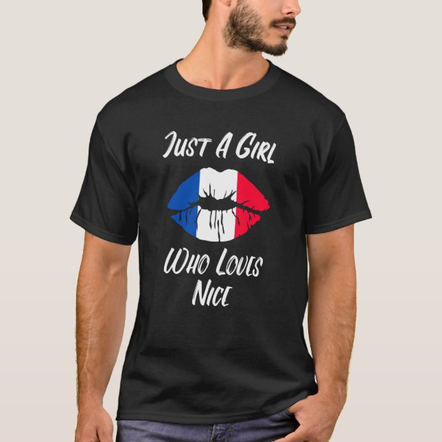 Lips Mouth Love French Flag Nice T-Shirt (Front)