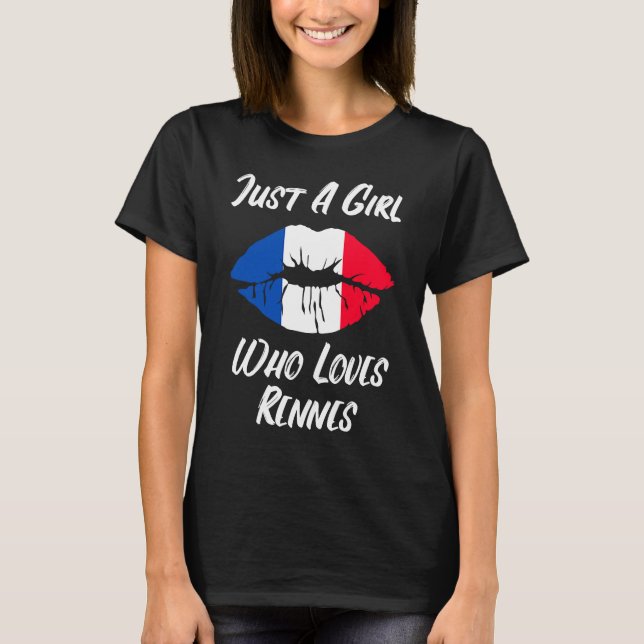 Lips Mouth Love French Flag Rennes T-Shirt (Front)