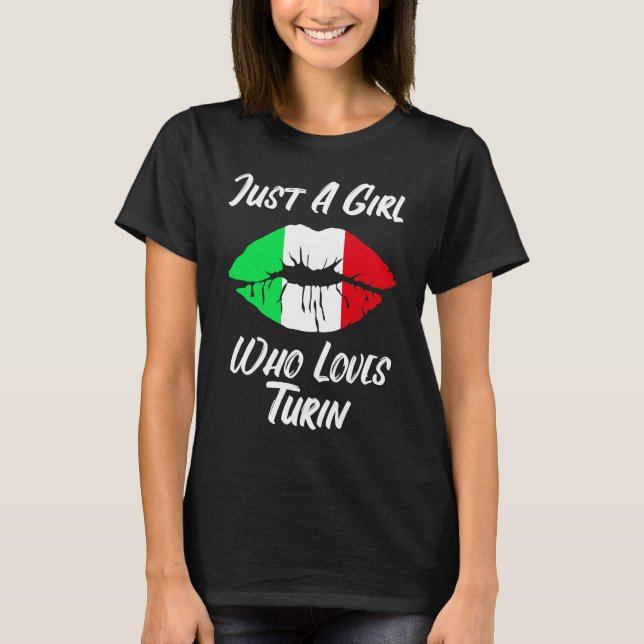 Lips Mouth Love Italian Flag Turin T-Shirt (Front)