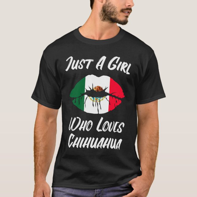 Lips Mouth Love Mexican Flag Chihuahua T-Shirt (Front)