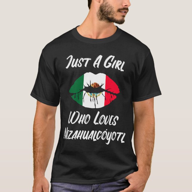 Lips Mouth Love Mexican Flag Nezahualcoyotl T-Shirt (Front)