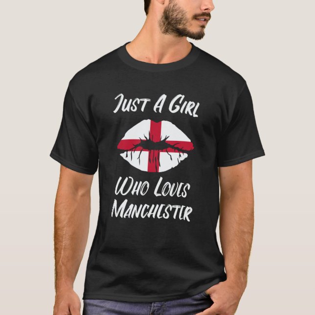 Lips Mouth Love Saint George's Cross Flag Manchest T-Shirt (Front)