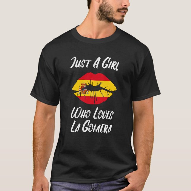 Lips Mouth Love Spanish Flag La Gomera T-Shirt (Front)