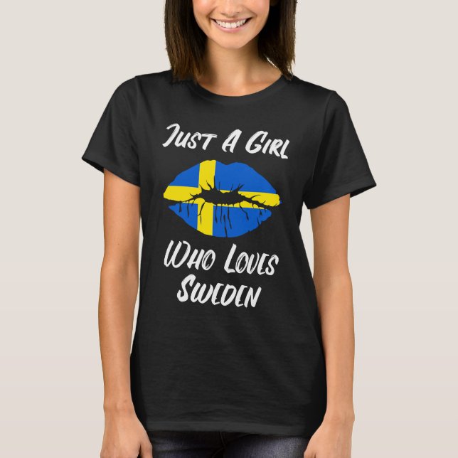 Lips Mouth Love Swedish Flag Sweden T-Shirt (Front)