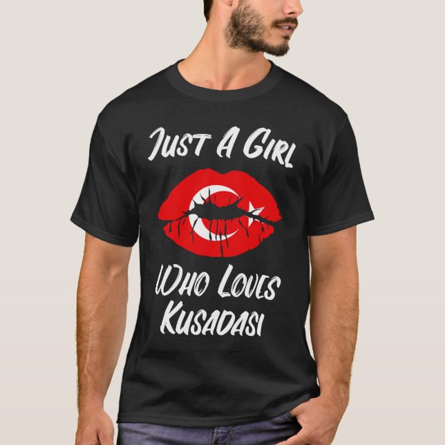 Lips Mouth Love Turkish Flag Kusadasi T-Shirt (Front)