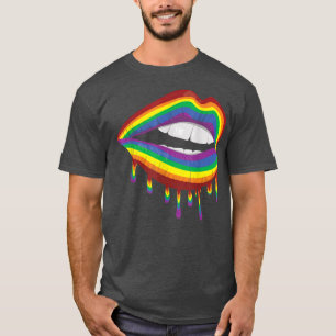 Lips Mouth Rainbow Flag Gay LGBTQ LGBT Pride Month T-Shirt