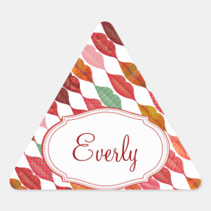 Lips Mrs. Hipster Vintage Retro Bride Triangle Sticker