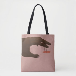 Lips on a sting tote bag