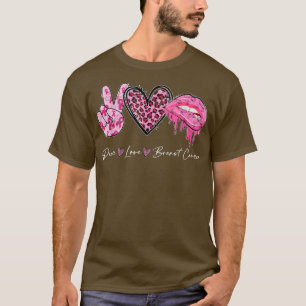 Lips Peace Love Cure Pink Ribbon Breast Cancer Awa T-Shirt