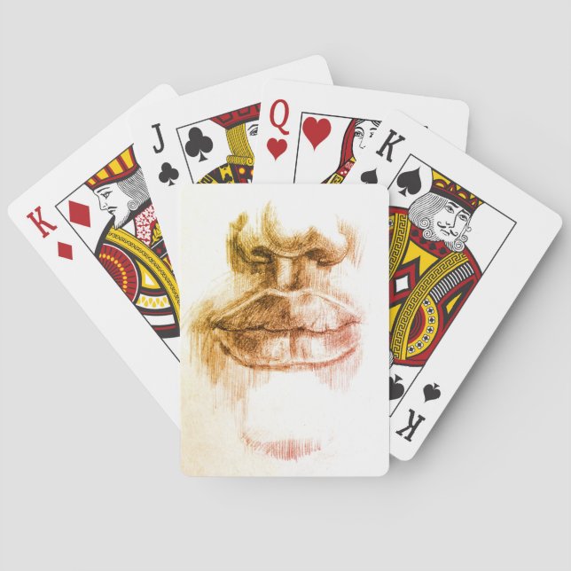 Lips Pencil Sketch Classic Playing Cards (Back)