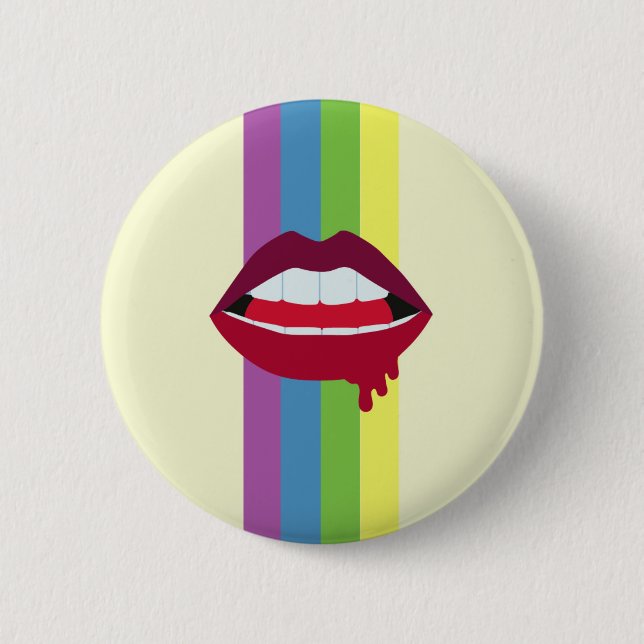 Lips & Rainbow Badge 2 Inch Round Button (Front)