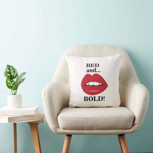 Lips Red and Bold Lips Throw Pillow (Chair)