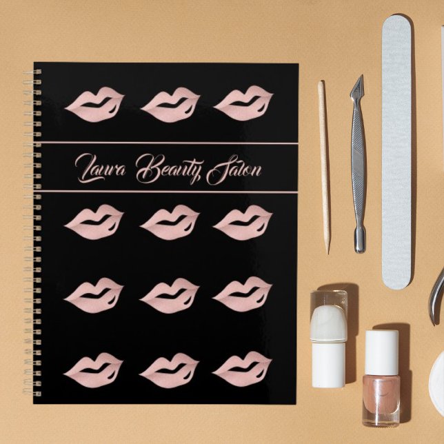 Lips Rose Gold & Black Glam Script Appointment  Planner (Creator Uploaded)