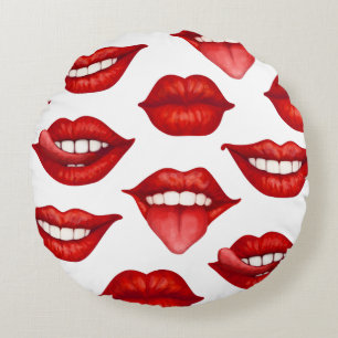 Lips Round Pillow