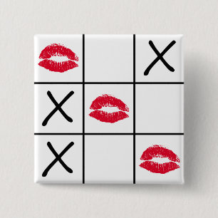Lips Tic Tac Toe 2 Inch Square Button