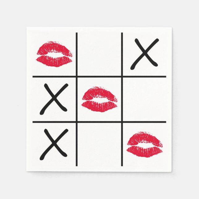 Lips Tic Tac Toe Napkin (Front)
