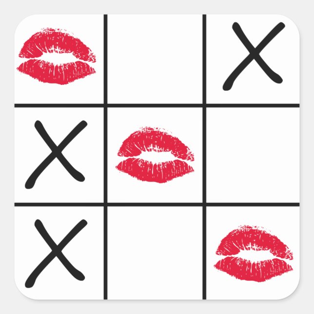 Lips Tic Tac Toe Square Sticker (Front)