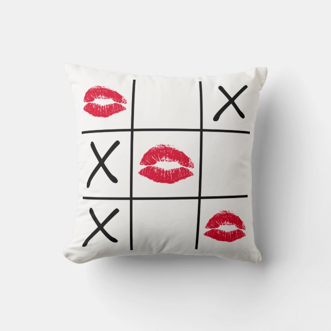Lips Tic Tac Toe Throw Pillow (Front)