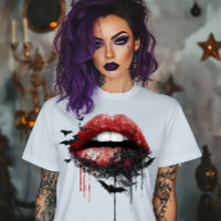 Lips with Black Lace and Bats