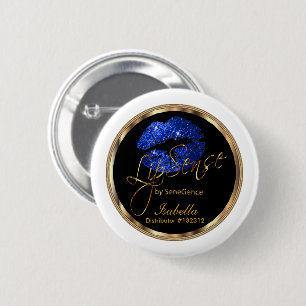Lipsense - Blue Glitter On Black & White 2 Inch Round Button