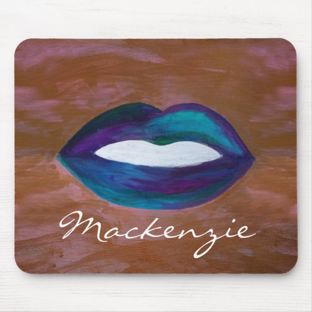 Lipstick Abstract | Girly Lips Kiss XOXO Diva Glam Mouse Pad (Front)