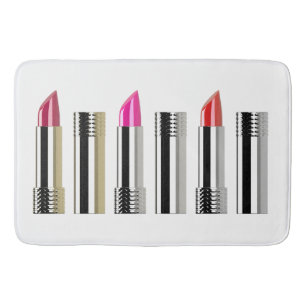 Lipstick beauty cosmetology silver pink white bath mat