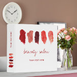 Lipstick colours swatches makeup artist binder<br><div class="desc">Stylish elegant specific appointment book binder or documents and activities organizer for independent beauty artists,  beauticians,  distributors or beauty salons with lipstick swatches in red shades. Personalize it with your name and text on front,  spine and back!</div>