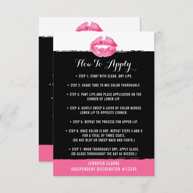Lipstick Distributor Application / Tips Card (Front/Back)