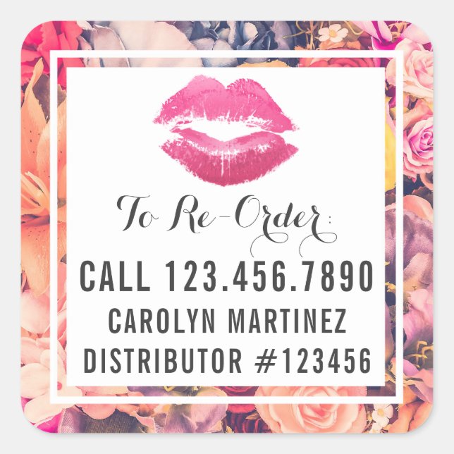 Lipstick Distributor Floral Kiss Re-Order Label (Front)