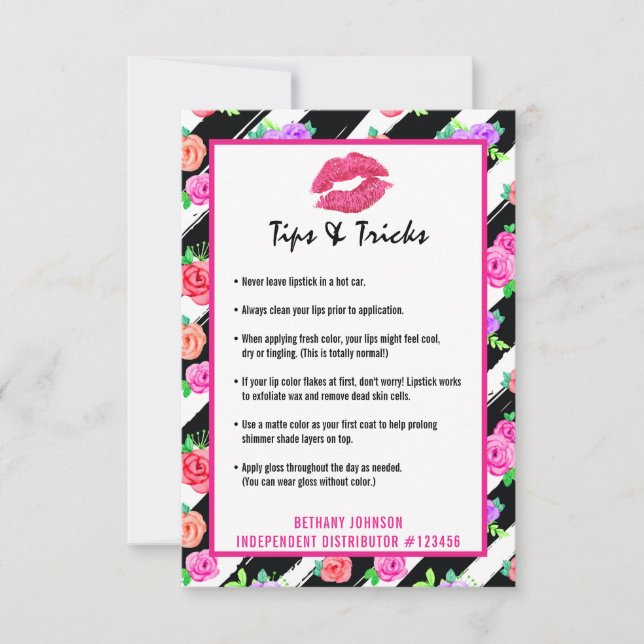 Lipstick Distributor Lip Tips & Tricks Kiss Card (Front)