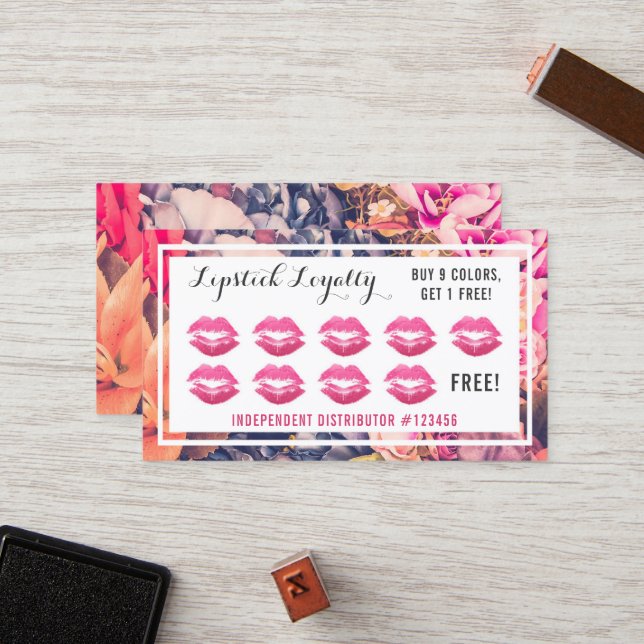 Lipstick Distributor Loyalty Punch Kiss Plain Back Card (Front/Back In Situ)