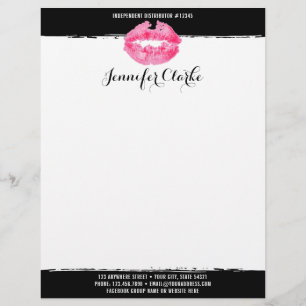 Lipstick Distributor Marketing Pink Lips Kiss Letterhead