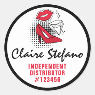 Lipstick Distributor Modern Glamour Beauty Kiss Classic Round Sticker
