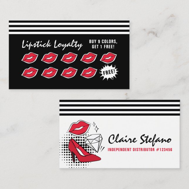 Lipstick Distributor Modern Glamour Loyalty Stamp (Front/Back)