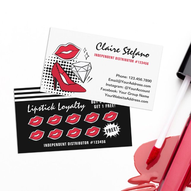 Lipstick Distributor Modern Glamour Loyalty Stamp Card (Creator Uploaded)