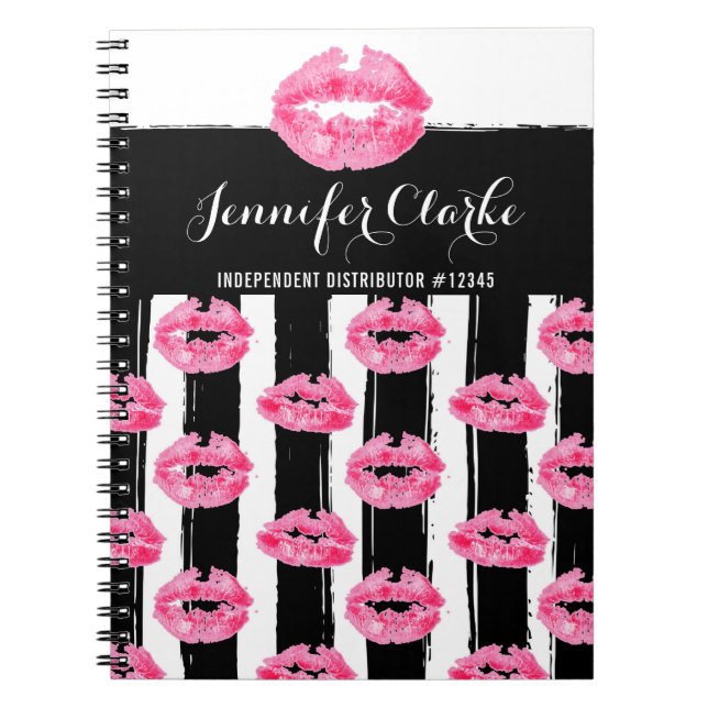 Lipstick Distributor Pink Lips Kiss Personalized Notebook (Front)
