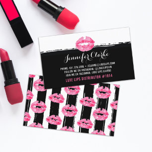Lipstick Distributor Pink Lips Kiss Plain Back Business Card