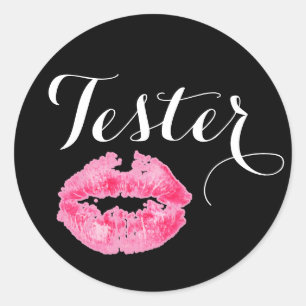 Lipstick Distributor Product Tester Pink Lips Kiss Classic Round Sticker