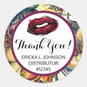 Lipstick Distributor Thank You Labels Kiss Sticker