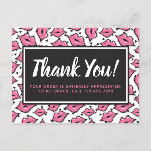Lipstick Distributor Thank You Pink Lips Kiss Postcard