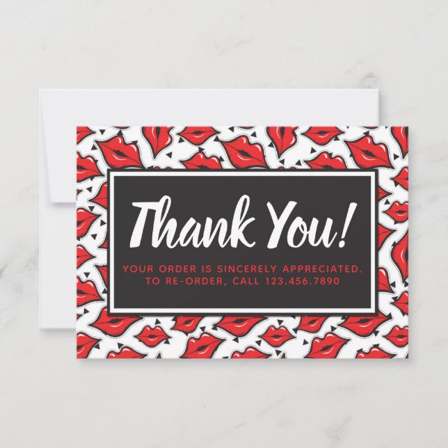 Lipstick Distributor Thank You Red Lips Kiss Card (Front)