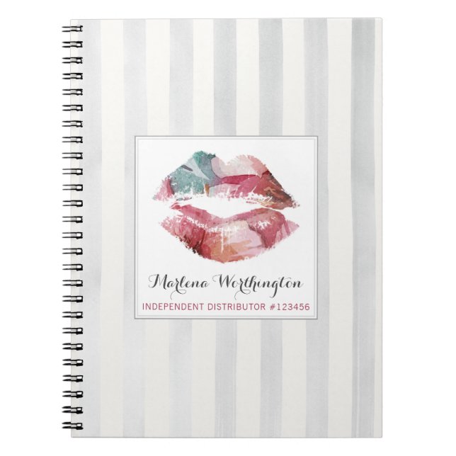 Lipstick Distributor Watercolor Kiss Personalized Notebook (Front)